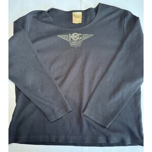 Harley Davidson Ladies of Harley Long Sleeve Shirt Womens XL Black Rhinestone